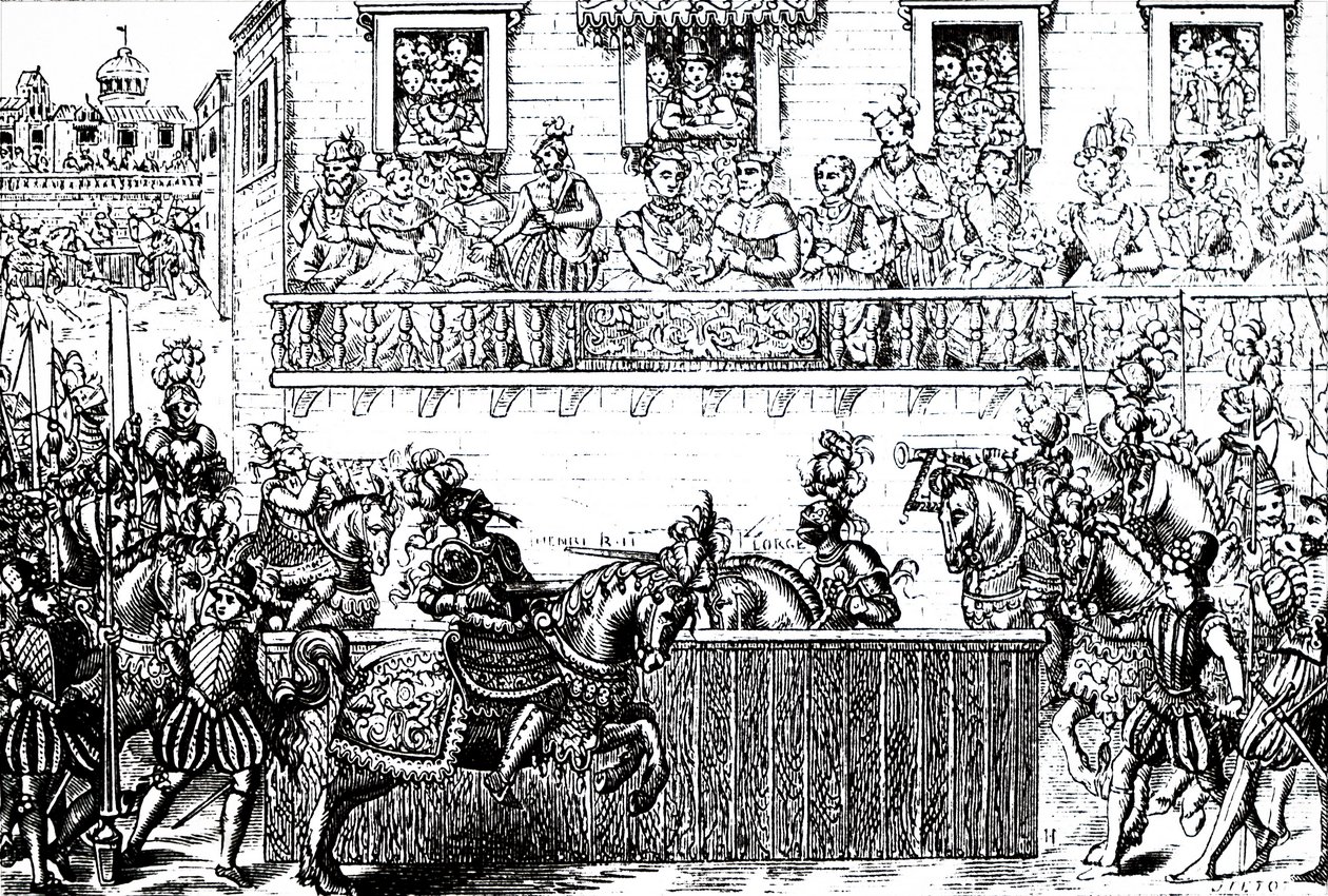 Den dödliga såringen av kung Henrik II av Frankrike. av Unbekannt