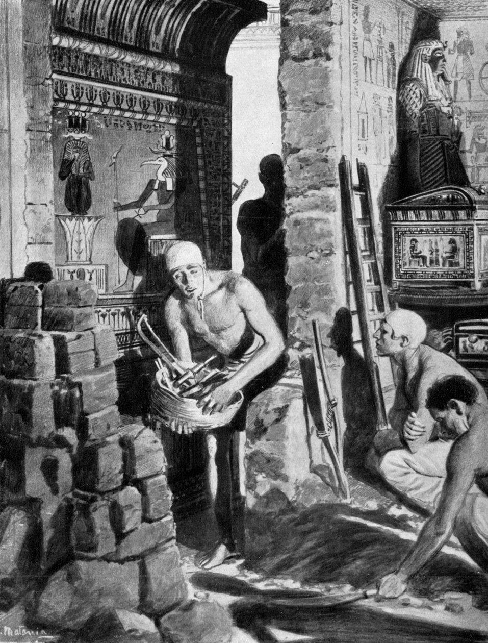 Den slutliga inredningen och förseglingen av Tutankhamons grav, Egypten, 1325 f.Kr. 1933-1934 av Unbekannt