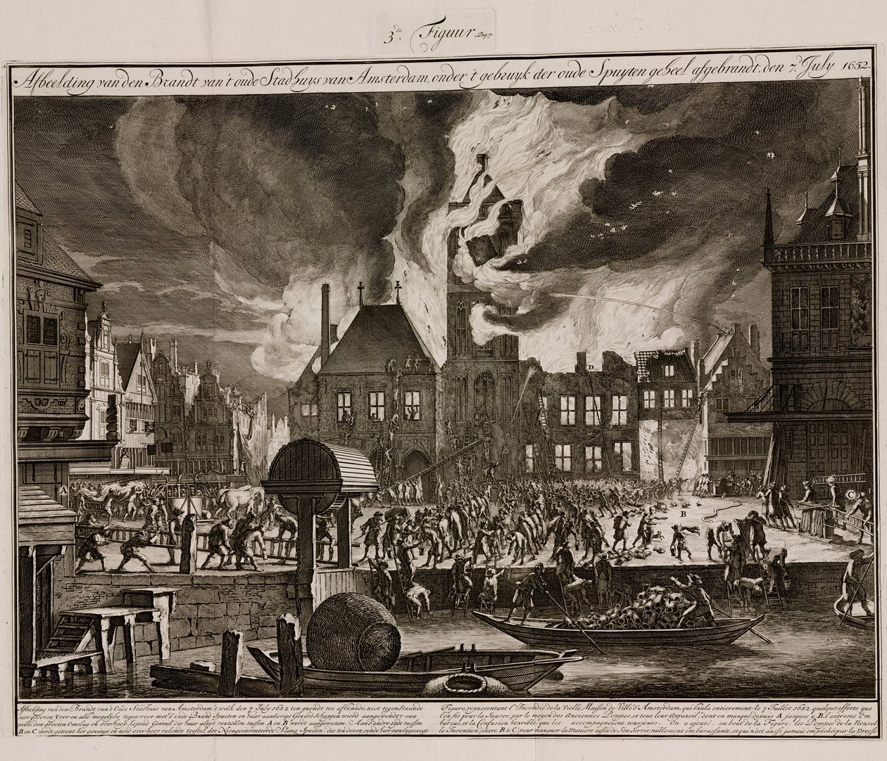 Branden i Amsterdams gamla stadshus, Holland, 7 juli 1652 av Unbekannt