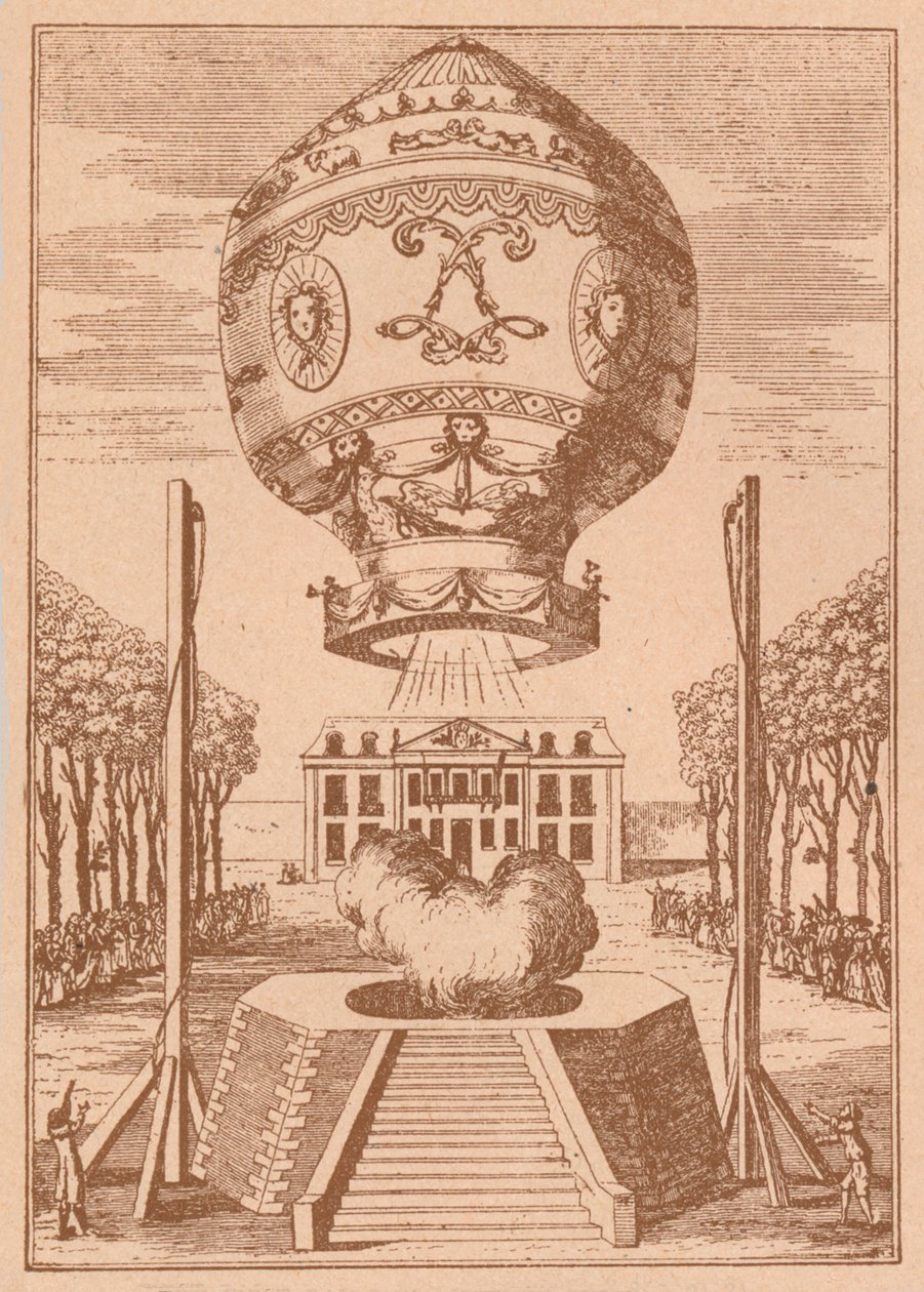 Den första ballonguppstigningen, c1785 1919 av Unbekannt