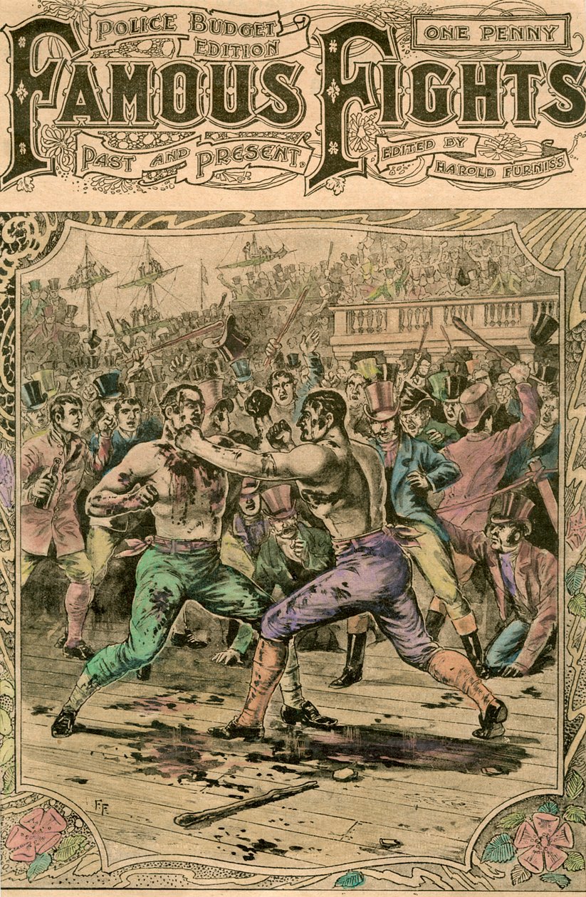 Den första kampen mellan Tom Spring och Jack Langan, 1824 sent 1800- eller tidigt 1900-tal av Unbekannt
