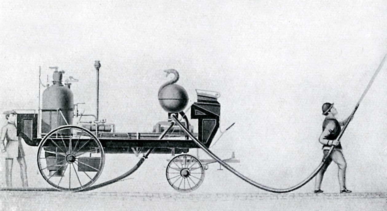 Den första ångbrandbilen, c1830 av Unbekannt