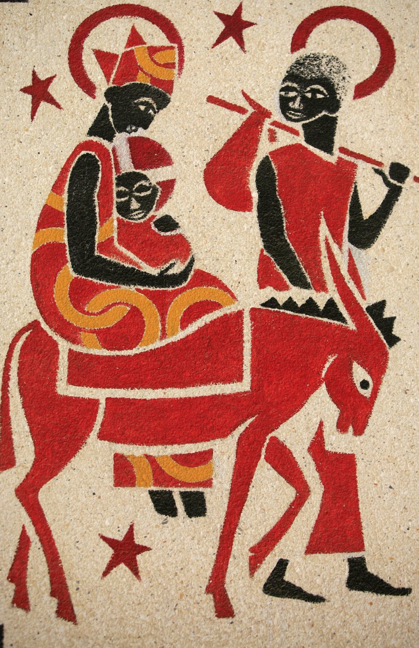 Flygningen till Egypten Keur Moussa klosterkyrkans fresk designades och målades 1963 av Dom Georges Saget Keur Moussa Senegal av Unbekannt