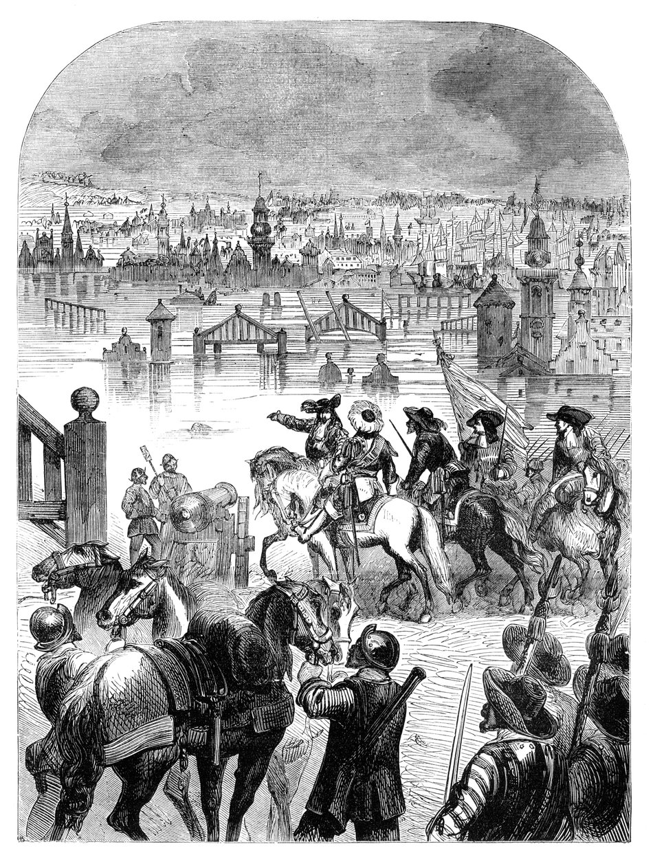 Översvämningen av Amsterdam 1672 på order av William III, c1902 av Unbekannt