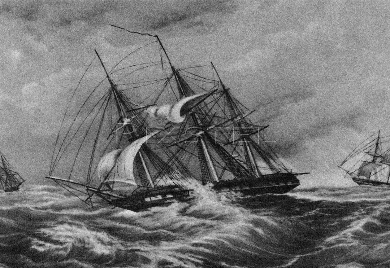 Fregatten Kreiser och slupen Ladoga vid Amerikas kust, 1900-1910-tal av Unbekannt