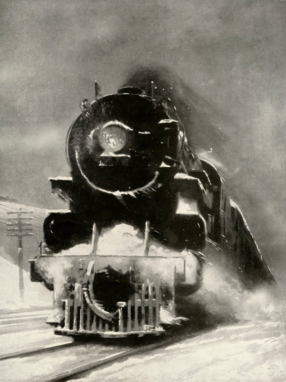 Snöstormens raseri gör inget intryck på detta mastodontlokomotiv, 1935. av Unbekannt