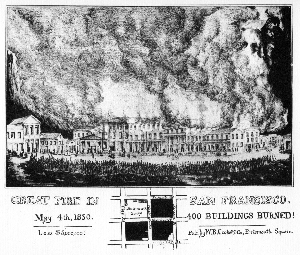 Den stora branden i San Francisco, Kalifornien, 1850 1937 av Unbekannt