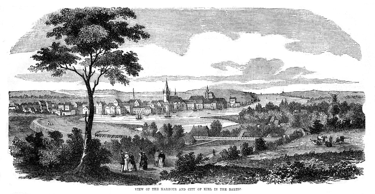 Hamnen och staden Kiel, norra Tyskland, 1855 av Unbekannt
