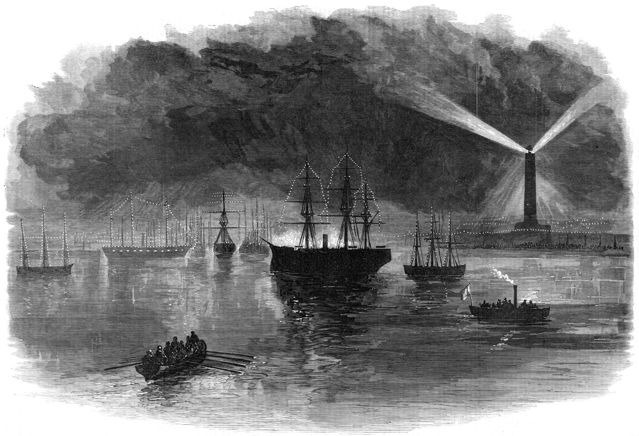 Belysningen av Port Said under öppningen av Suezkanalen, Egypten, 1869 av Unbekannt