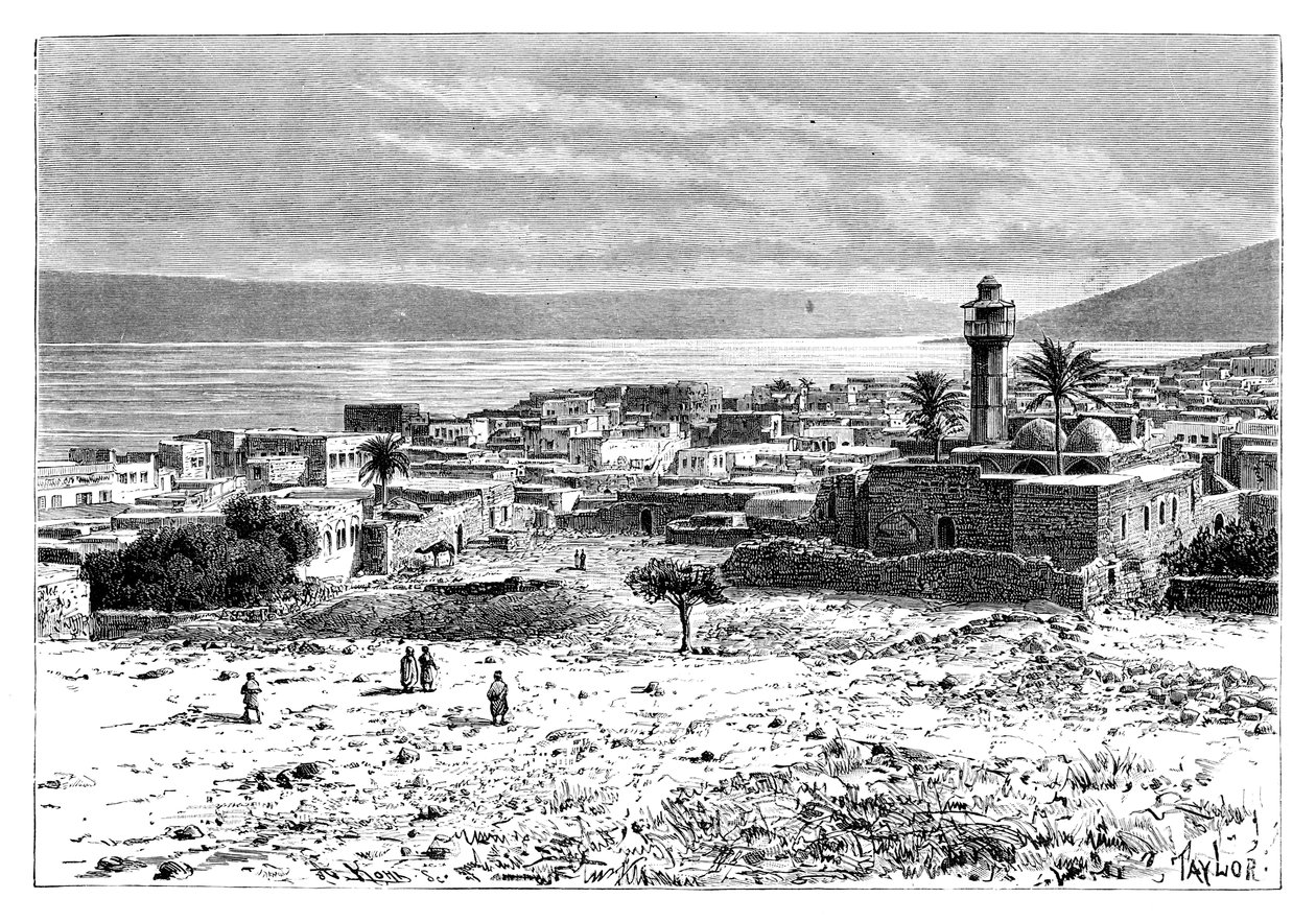 Sjön och staden Tiberias, Israel, 1895 av Unbekannt