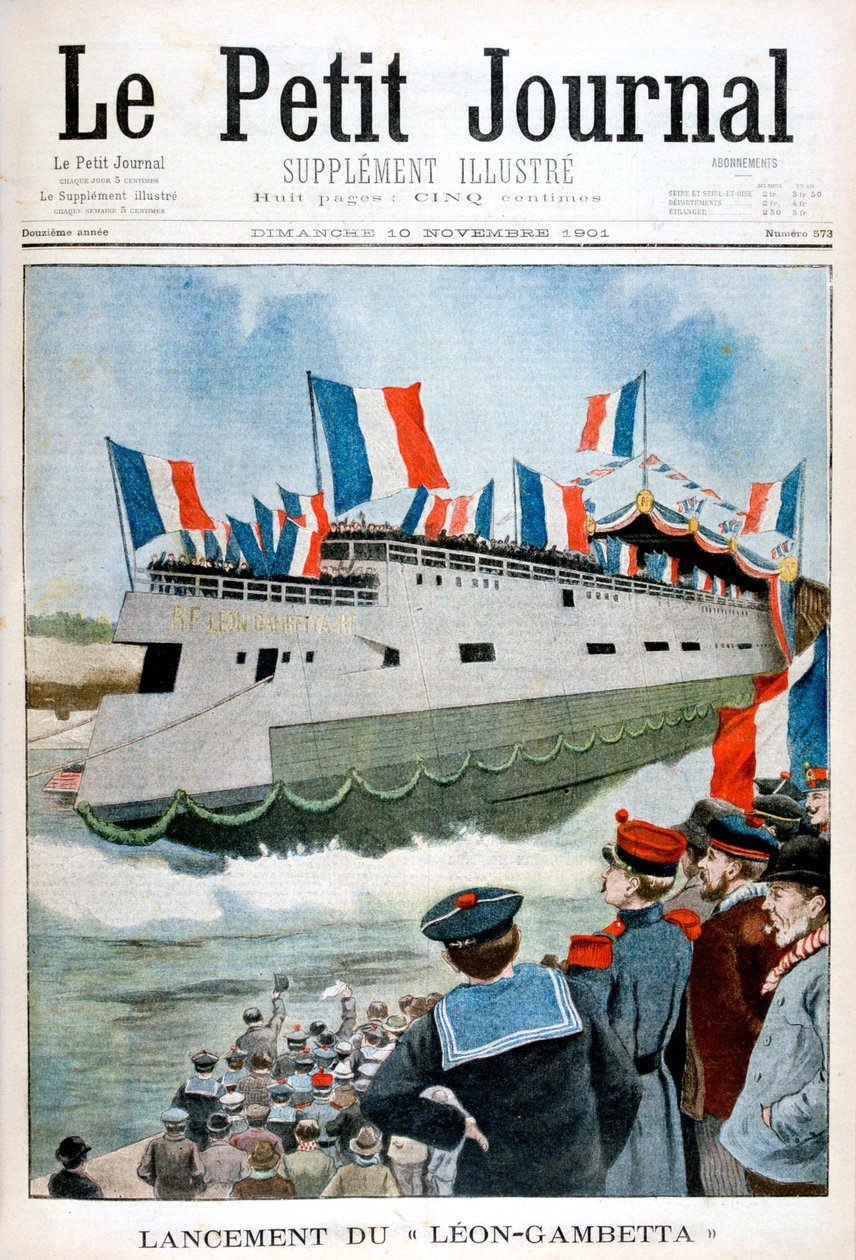Lanseringen av pansarkryssaren Leon Gambetta, Frankrike, 1901 av Unbekannt