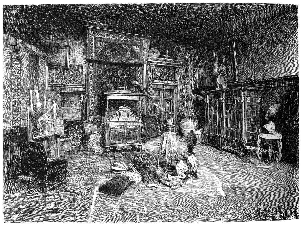 Hans Makarts lilla ateljé, Wien, Österrike, c1880-1882 av Unbekannt
