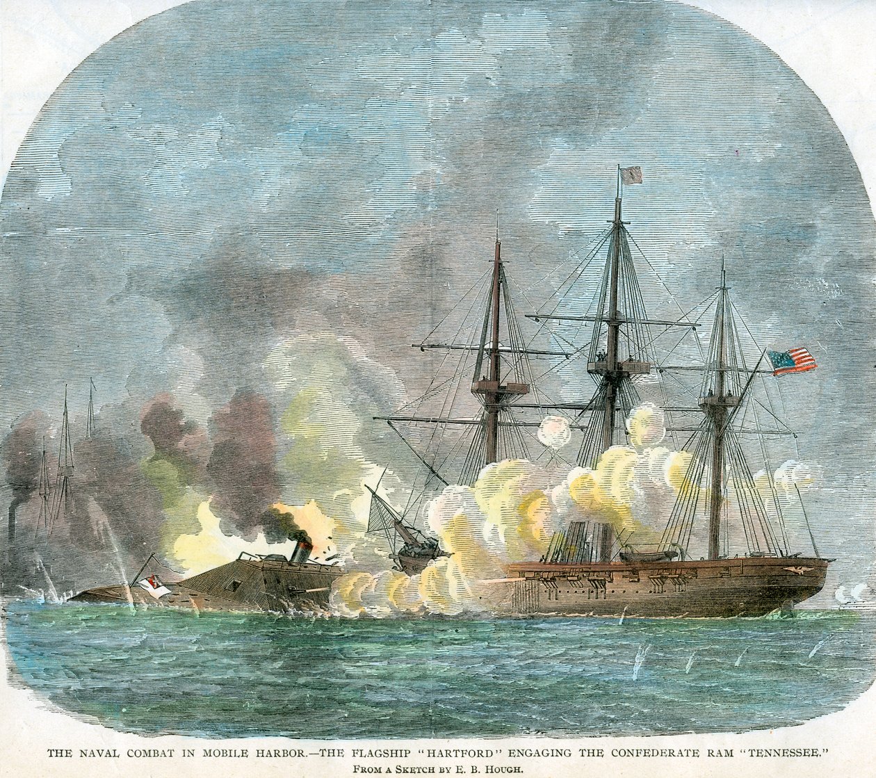 Sjöstriden i Mobile Harbour, Alabama, amerikanska inbördeskriget, 5 augusti 1864 av Unbekannt