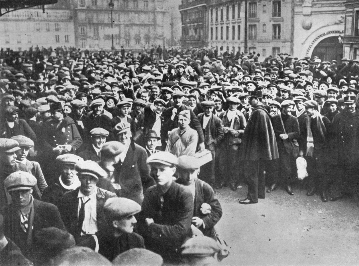 De nya franska arméerna: Värnpliktiga och frivilliga som väntar på att skriva in sig för tjänst, 1915 av Unbekannt