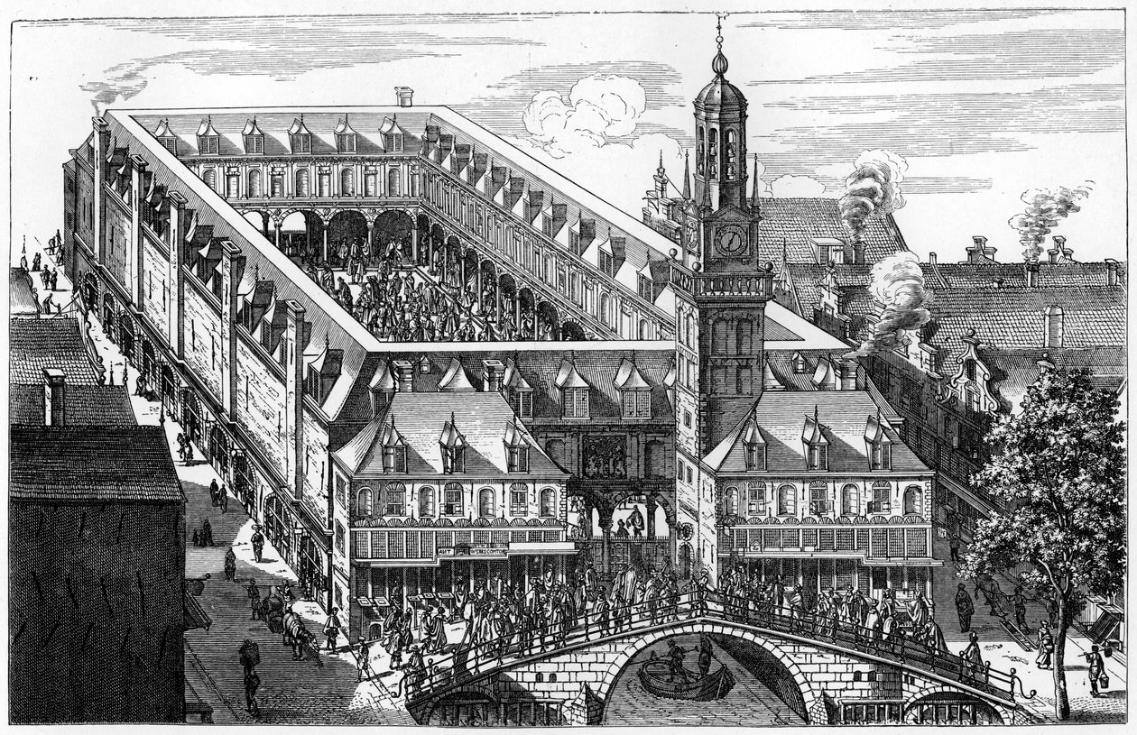 Den gamla börsen i Amsterdam, förstörd av brand 1858, 1903 av Unbekannt