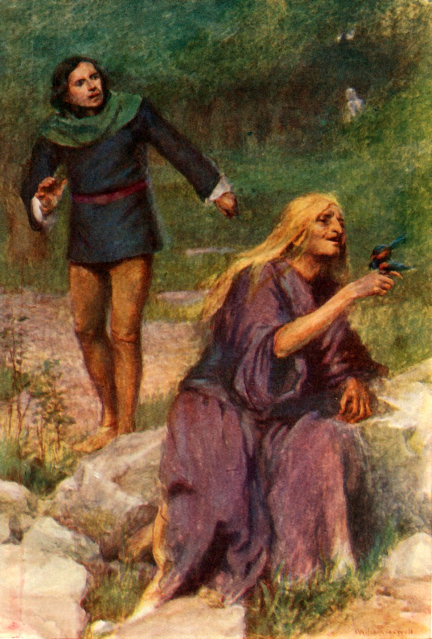 "Den gamla kvinnan var upptagen av att leka med fågeln", 1917. av Unbekannt