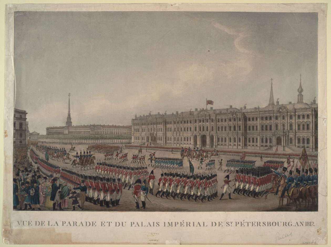 Paraden framför Vinterpalatset i St Petersburg 1812, 1812 av Unbekannt