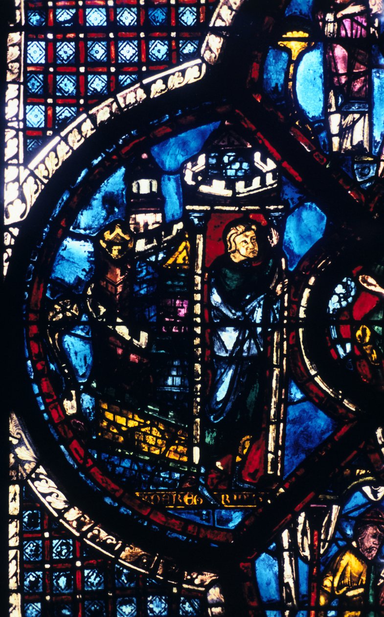 Pilgrimen lämnar Jerusalem för Jeriko, målat glas, Chartres katedral, Frankrike, 1205-1215 av Unbekannt