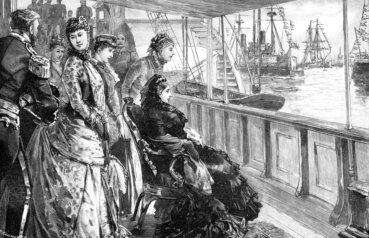 Drottningen granskar flottan i Spithead, Hampshire, sent 1800-tal, 1900 av Unbekannt