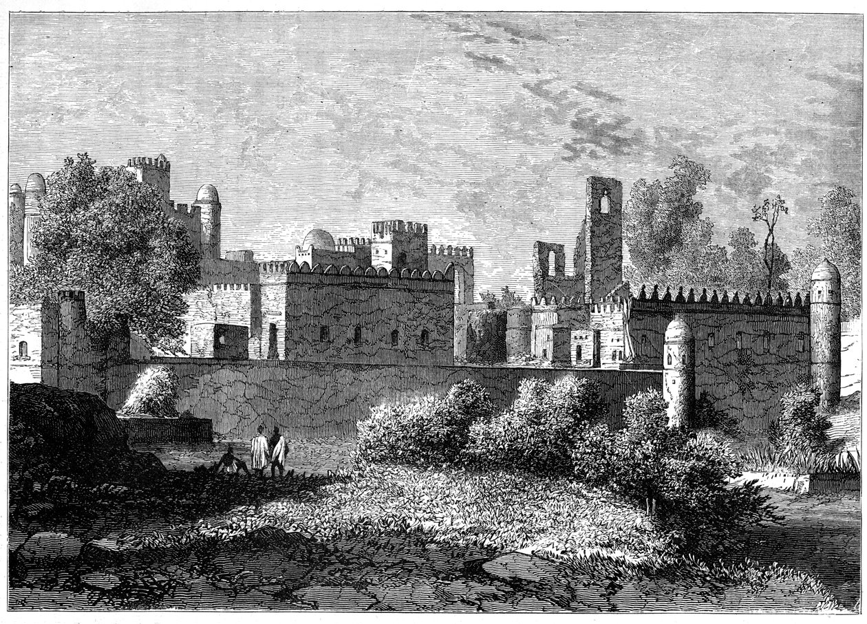 Det kungliga palatset i Gondar, Abessiniens antika huvudstad, c1890 av Unbekannt