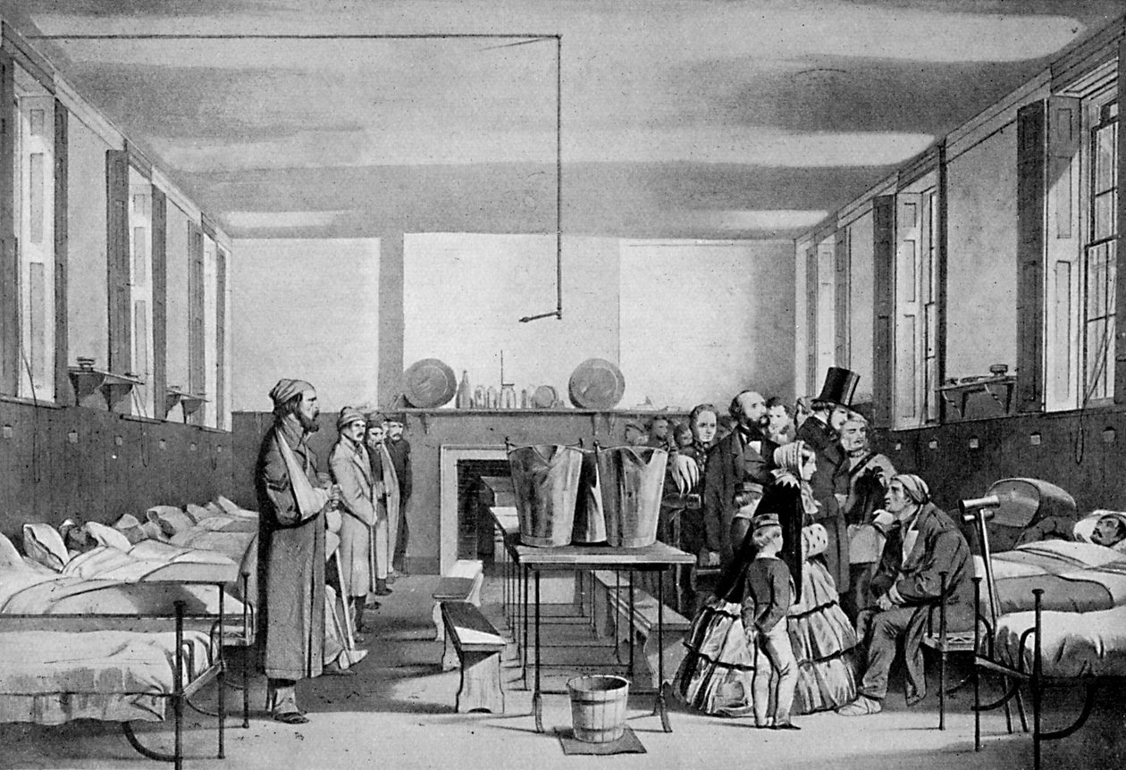 Det kungliga besöket på Brompton Hospital, 1850-talet, c1920 av Unbekannt