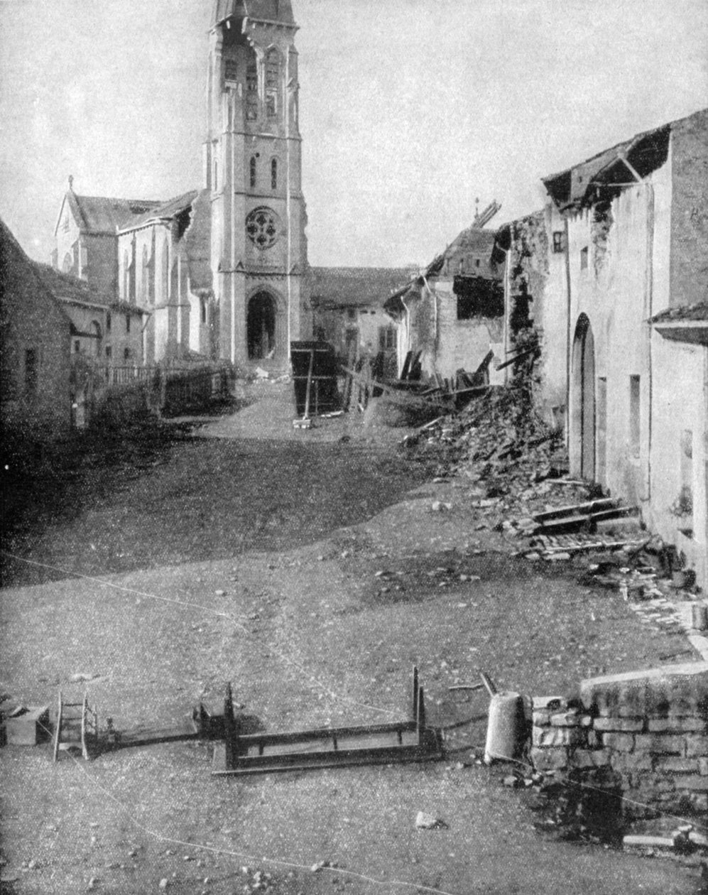 Ruinerna av en by i Lorraine, första världskriget, 1915 av Unbekannt