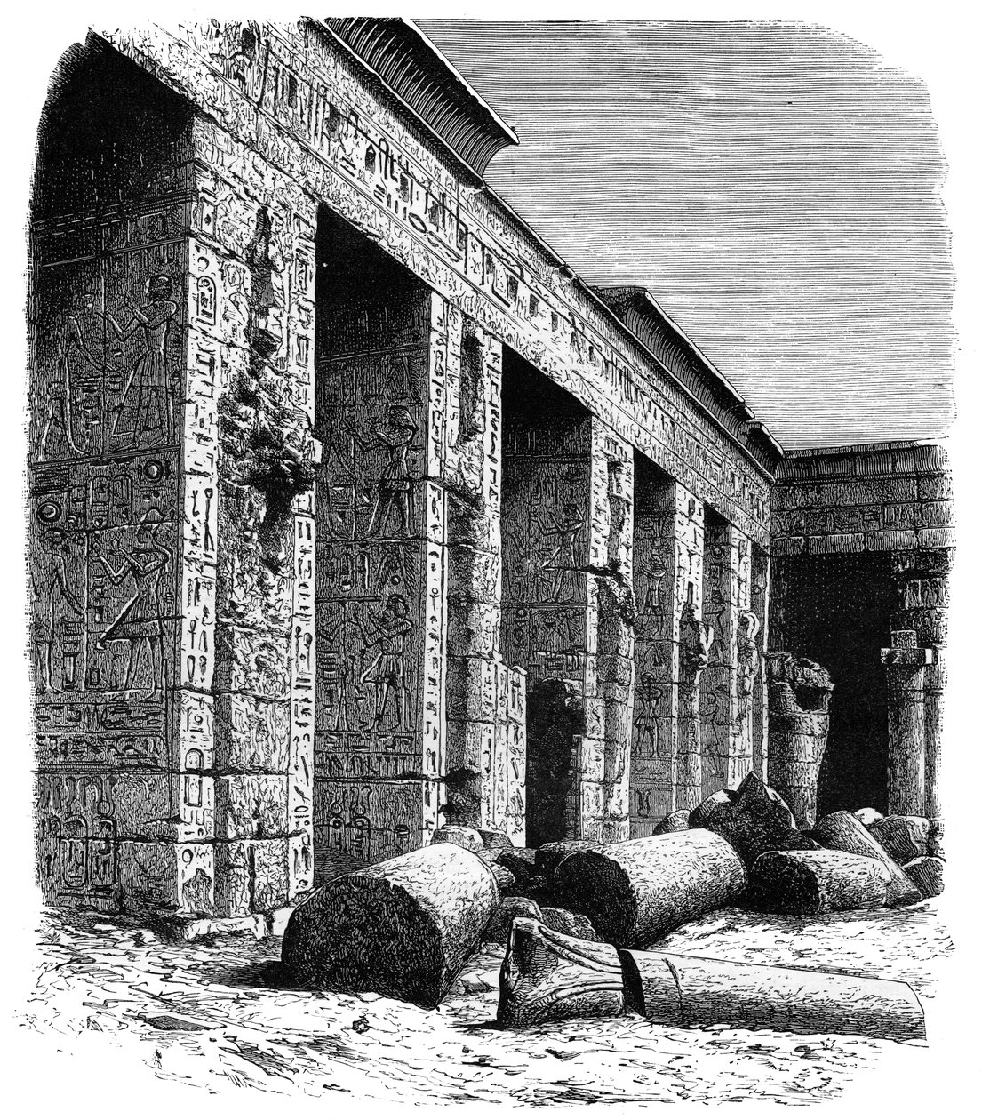 Ruinerna av Palace of Rameses III, Medinet Habu, övre Egypten, c1890 av Unbekannt