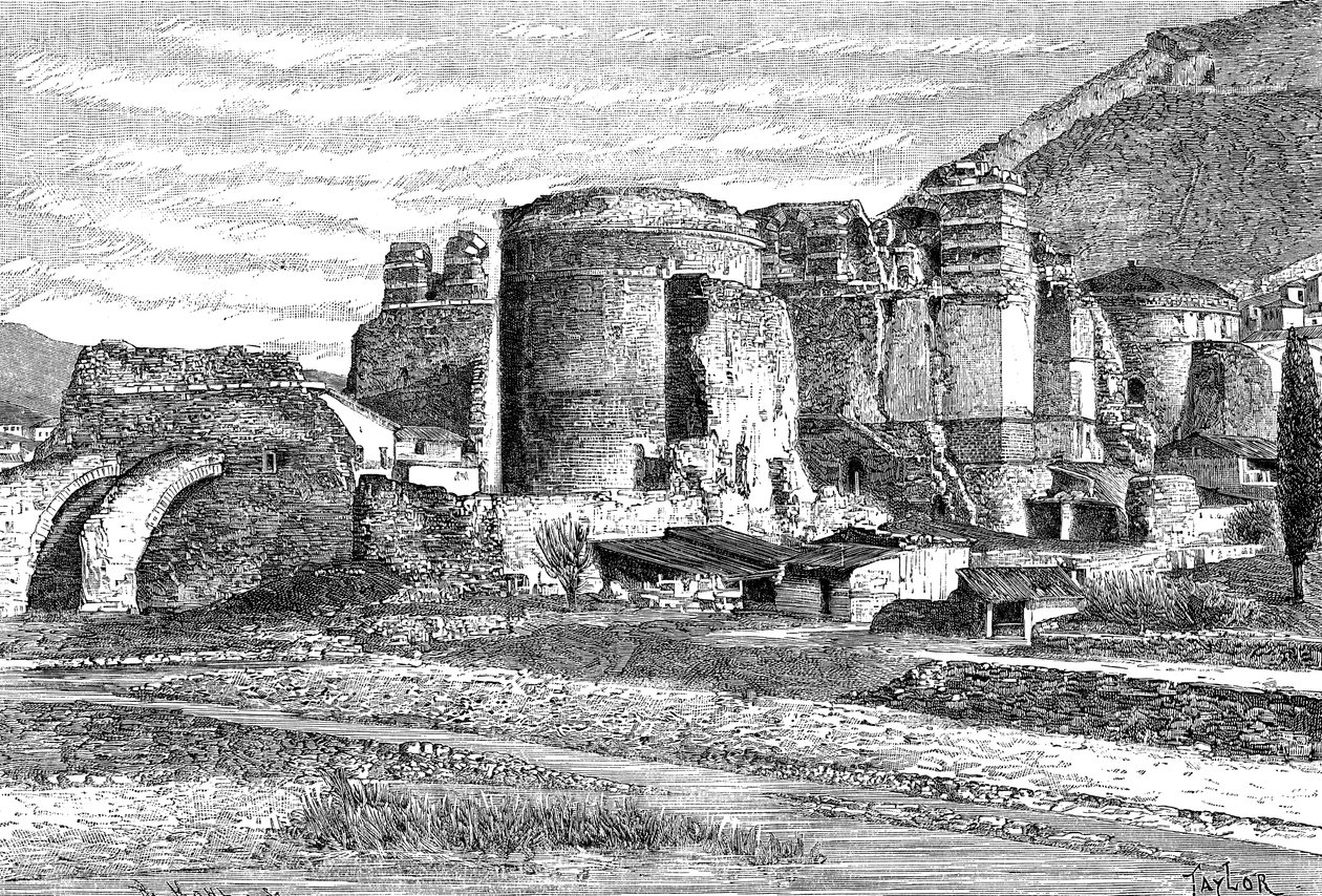 Ruinerna av basilikan i Pergamon, Turkiet, 1895 av Unbekannt