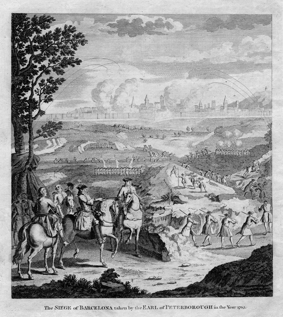 Belägringen av Barcelona togs av jarlen av Peterborough år 1705 av Unbekannt