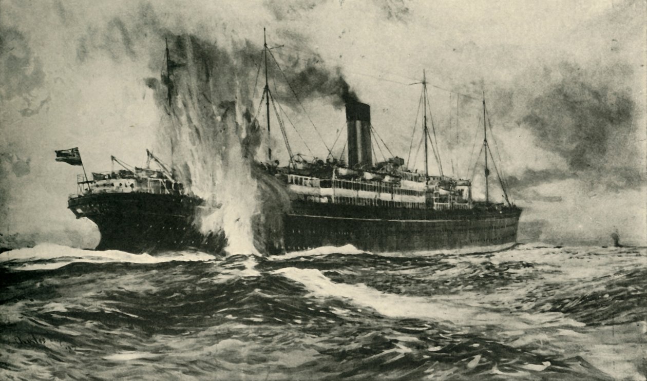 Förlisningen av SS Arabic, första världskriget, 19 augusti 1915, c1920. av Unbekannt