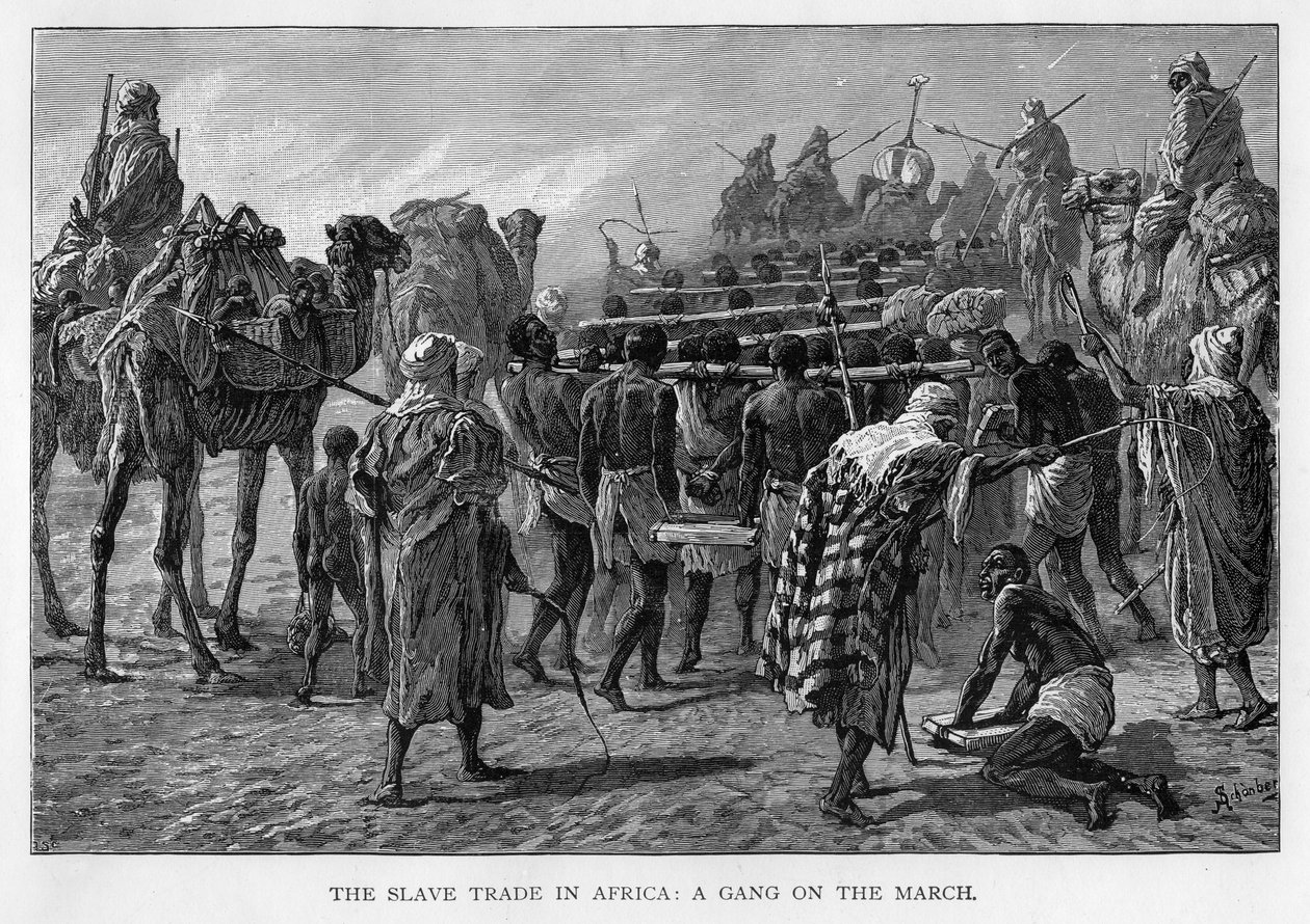 Slavhandeln i Afrika: ett gäng på marsch, c1875 av Unbekannt