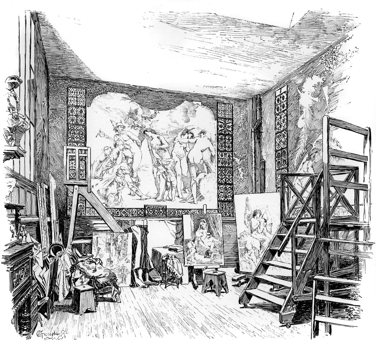 Paul-Jacques-Aime Baudrys studio, c1880-1882 av Unbekannt