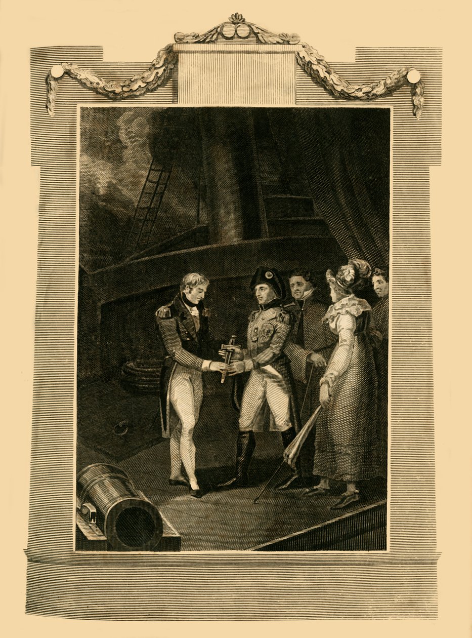 Överlämnandet av Buonaparte ombord på Bellerophon, 15 juli 1815, 1816. av Unbekannt