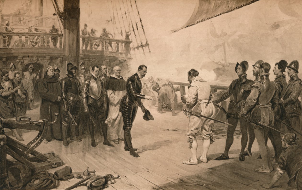 Don Antons överlämnande till Sir Francis Drake, 1 mars 1579 1905 av Unbekannt