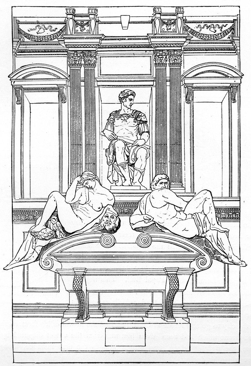 Julian de Medicis grav i den nya sakristian i San Lorenzo-basilikan, Florens, 1882 av Unbekannt