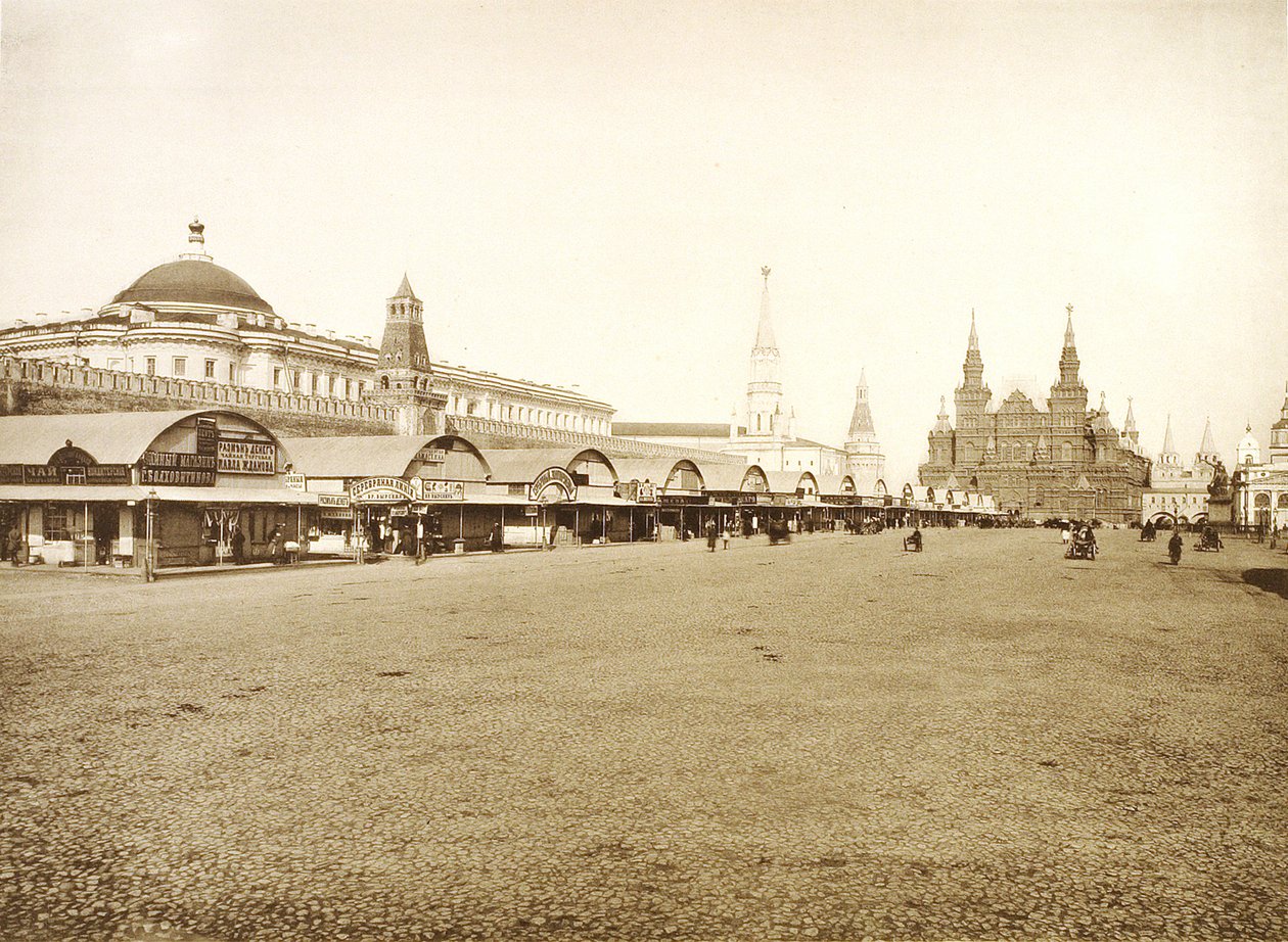 Handelsraderna på Röda torget, Moskva, Ryssland, 1888 av Unbekannt