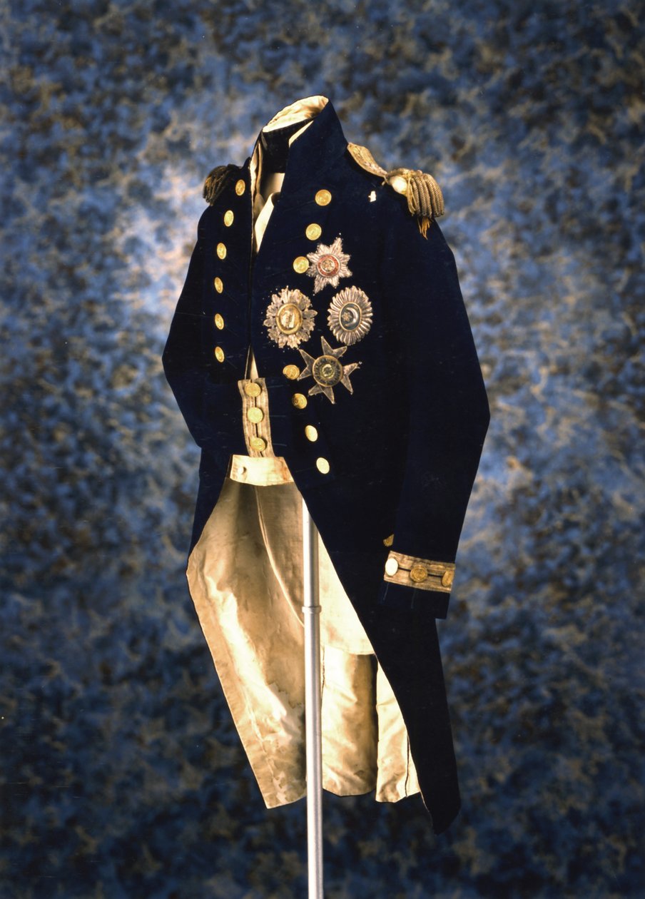 Uniformen som amiral Lord Nelson bar när han dödades i slaget vid Trafalgar 1805 av Unbekannt