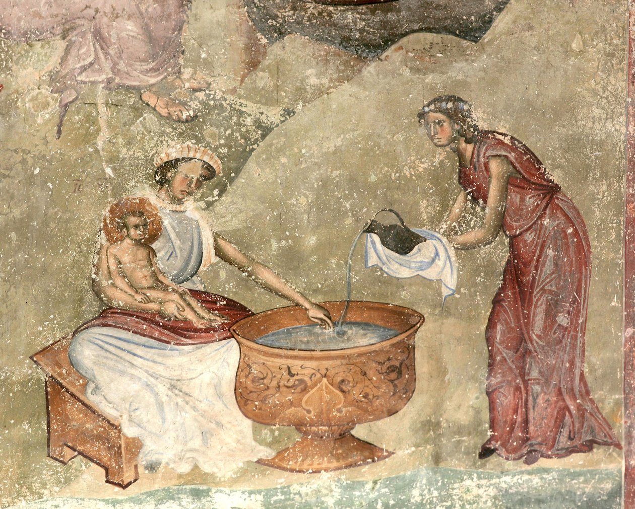 Tvätten av barnet i julkrubban, c. 1260-1270 av Unbekannt
