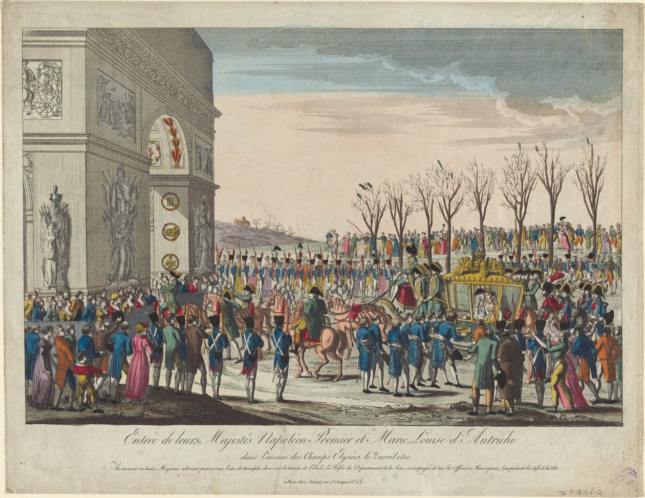Napoleons och Marie-Louises bröllopståg längs Champs Elysées den 2 april 1810, 181 av Unbekannt