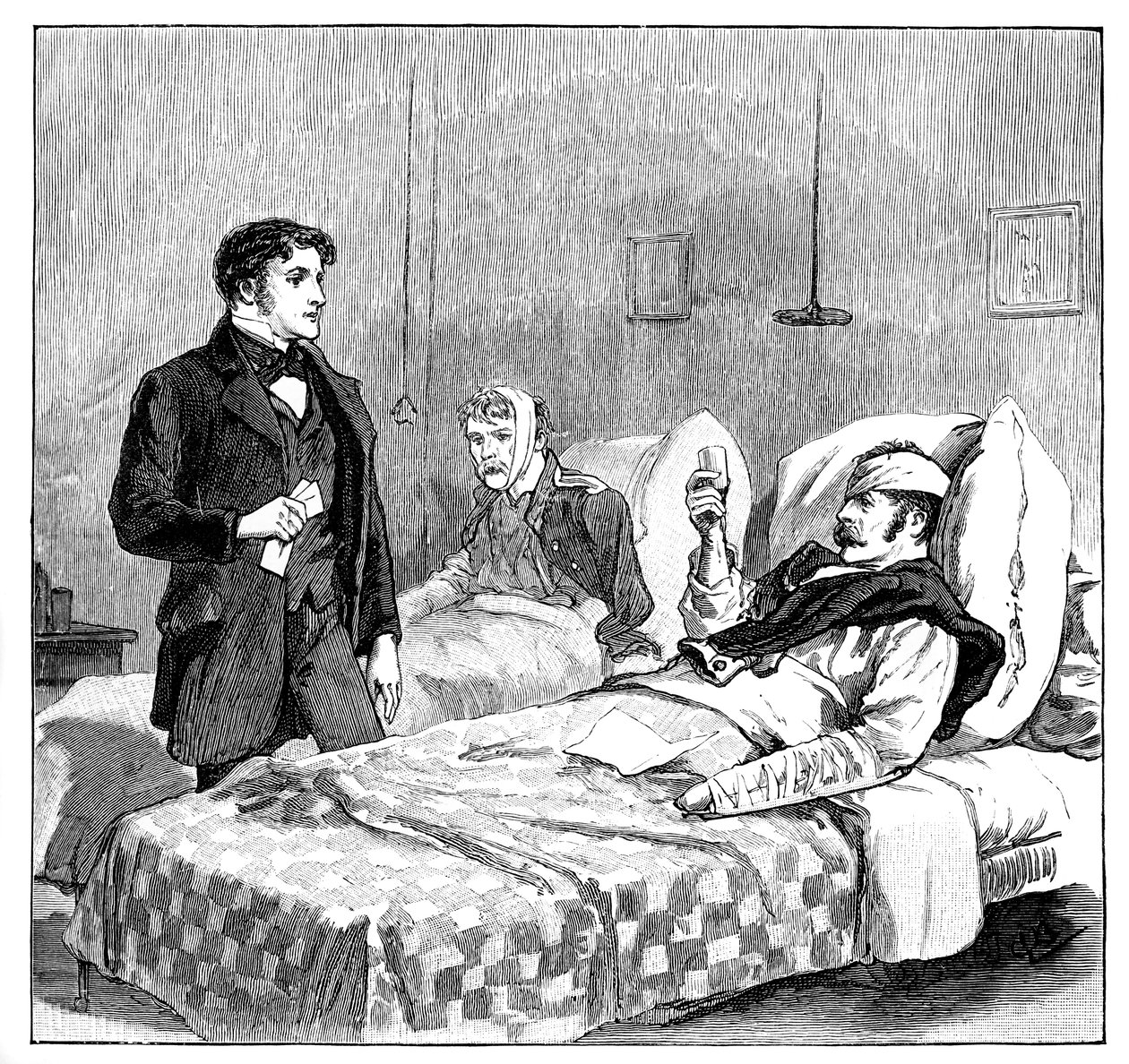 De skadade soldaterna skålar för drottningen, ca 1850-talet, 1888 av Unbekannt