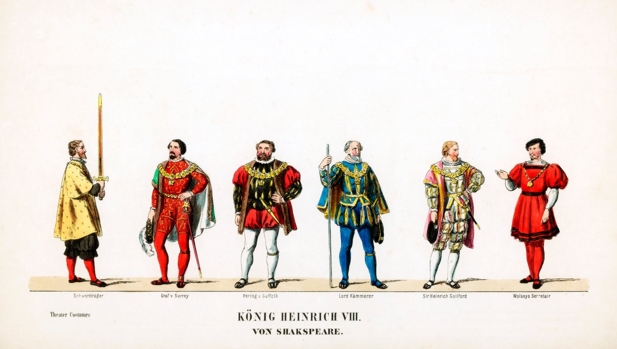 Teaterkostymdesign för Shakespeares pjäs Henry VIII, 1800-talet av Unbekannt