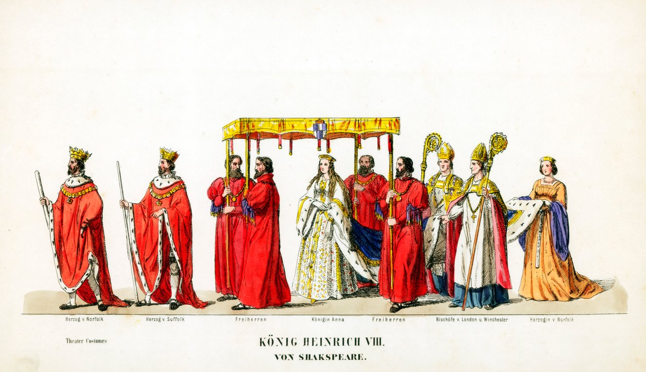 Teaterkostymdesign för Shakespeares pjäs Henry VIII, 1800-talet av Unbekannt