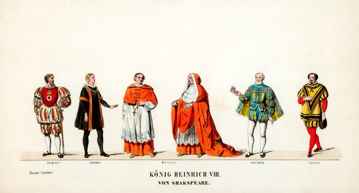 Teaterkostymdesign för Shakespeares pjäs Henry VIII, 1800-talet av Unbekannt