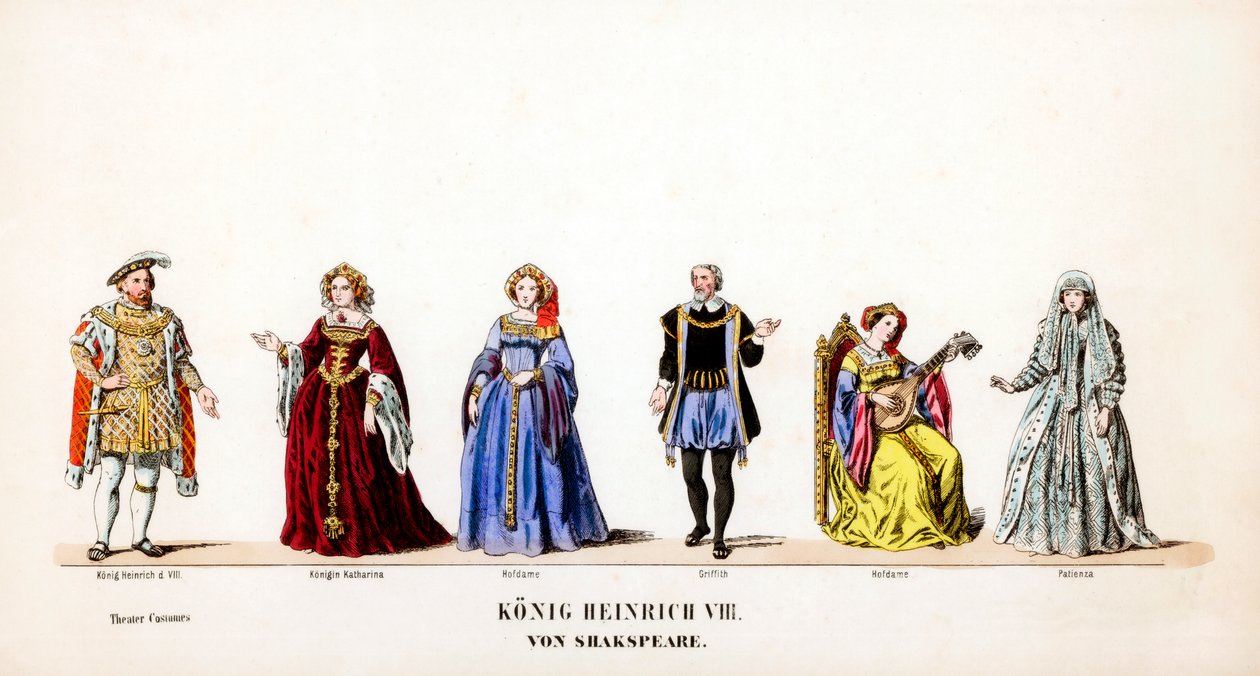 Teaterkostymdesign för Shakespeares pjäs Henry VIII, 1800-talet av Unbekannt