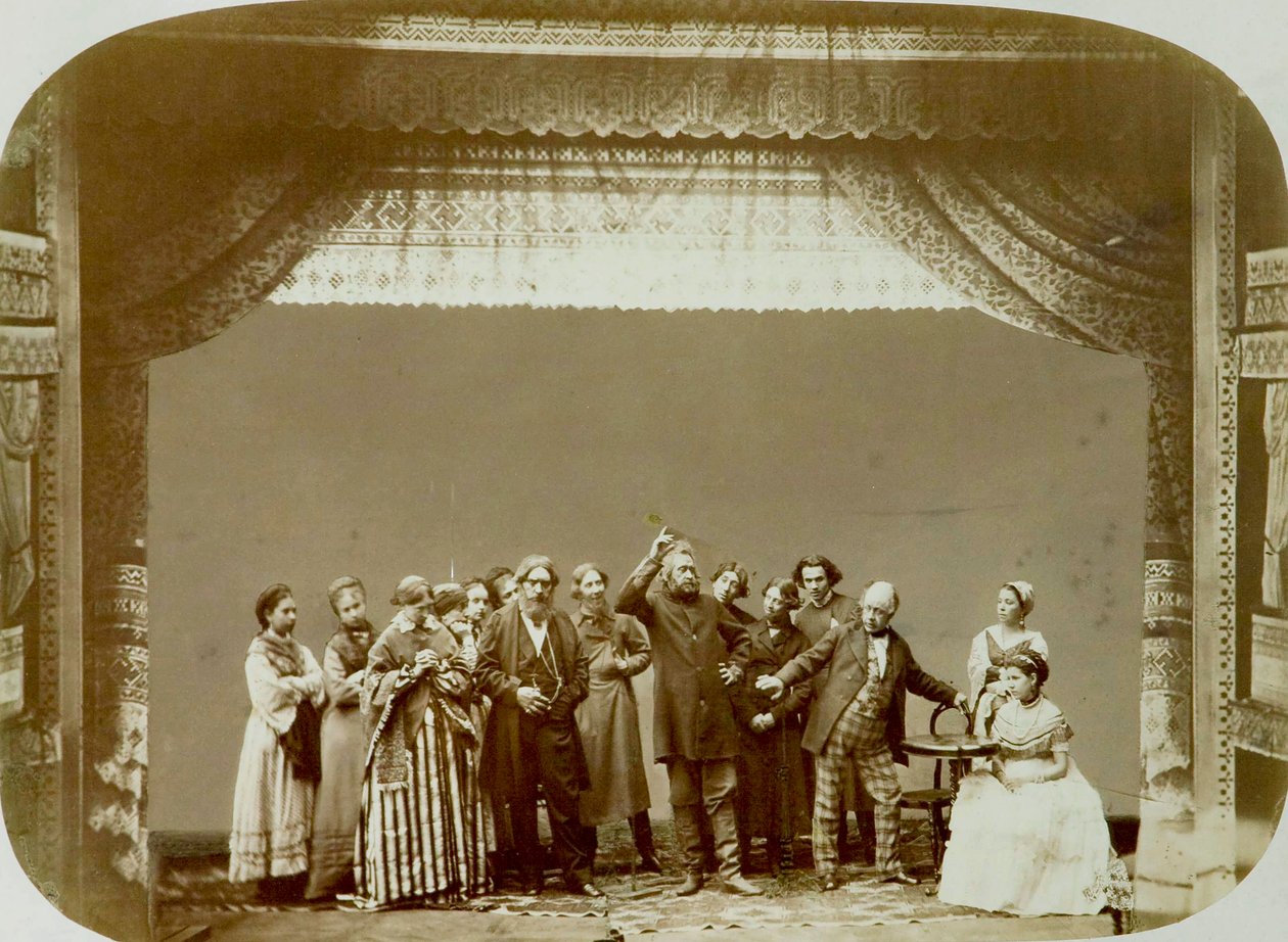 Teatergrupp vid Folkteatern, Ryssland, 1892 av Unbekannt