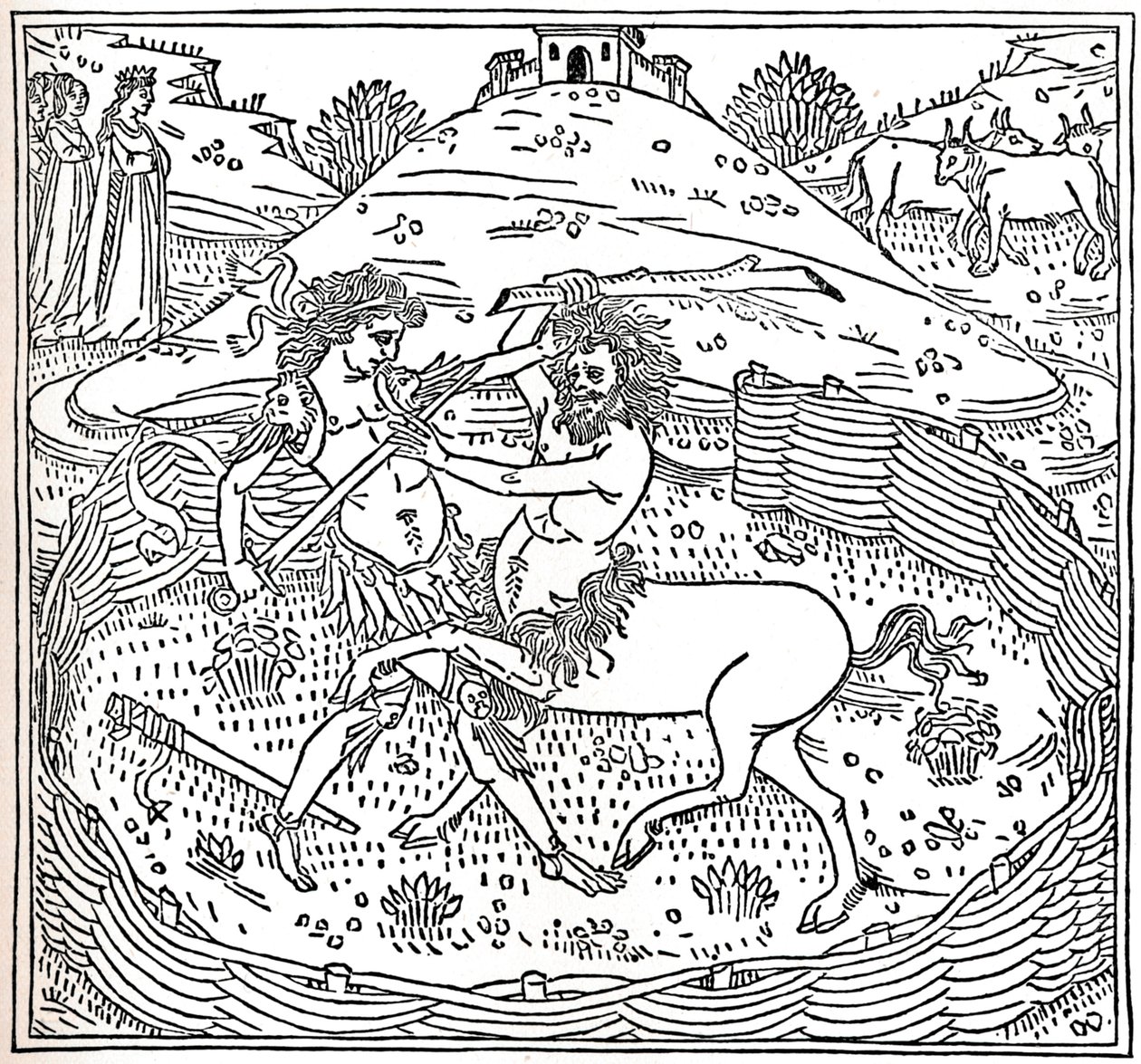 Theseus and the Centaur, Plutarch: Lives of Parallels, 1491, 1917 av Unbekannt