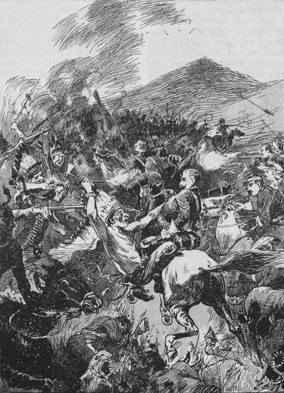 De kastade sig in i den sjudande massan av målade och befjädrade röda män, 1902 av Unbekannt