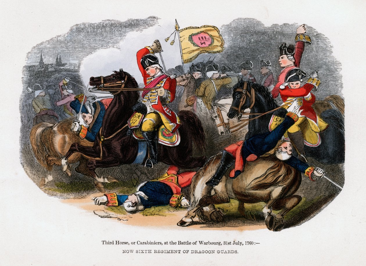 Third Horse, eller Carabiniers, vid slaget vid Warburg, 31 juli 1760 av Unbekannt