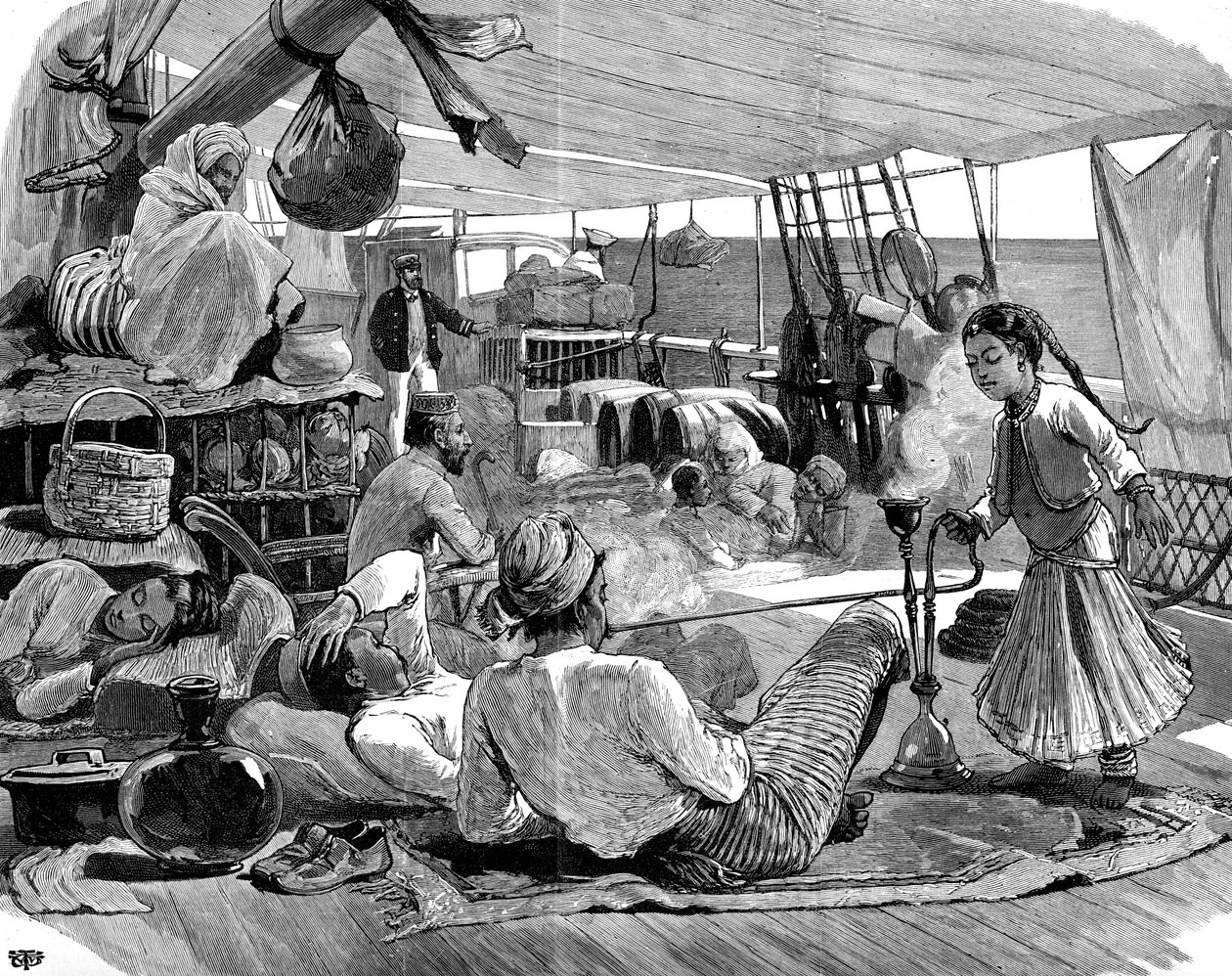 Tredje klass ombord på Kilwa, Brindisi till Burma, 1886 av Unbekannt