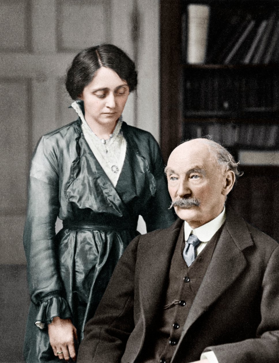 Thomas Hardy, engelsk poet, romanförfattare och dramatiker med sin andra fru, Florence, 1912-1928 av Unbekannt
